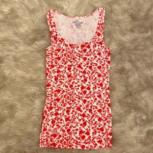 Faded Glory tank top red and white floral
